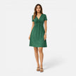 FJØRNA women's cotton summer dress with v-neck, casual fit, lightweight fabric, and relaxed style perfect for warm weather.