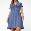 FJØRNA women's cotton summer dress with V-neck and casual fit, showcasing a comfortable, breezy design perfect for warm weather.
