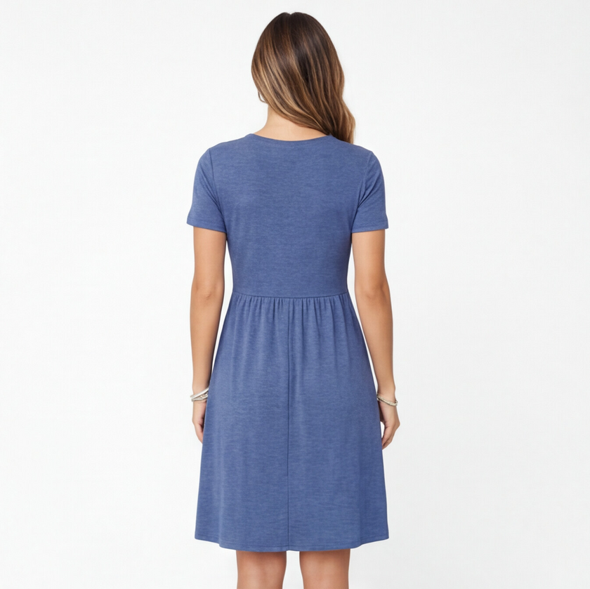 FJØRNA women's cotton summer dress with V-neck, casual fit, comfortable fabric, perfect for warm weather, shown in twist style.