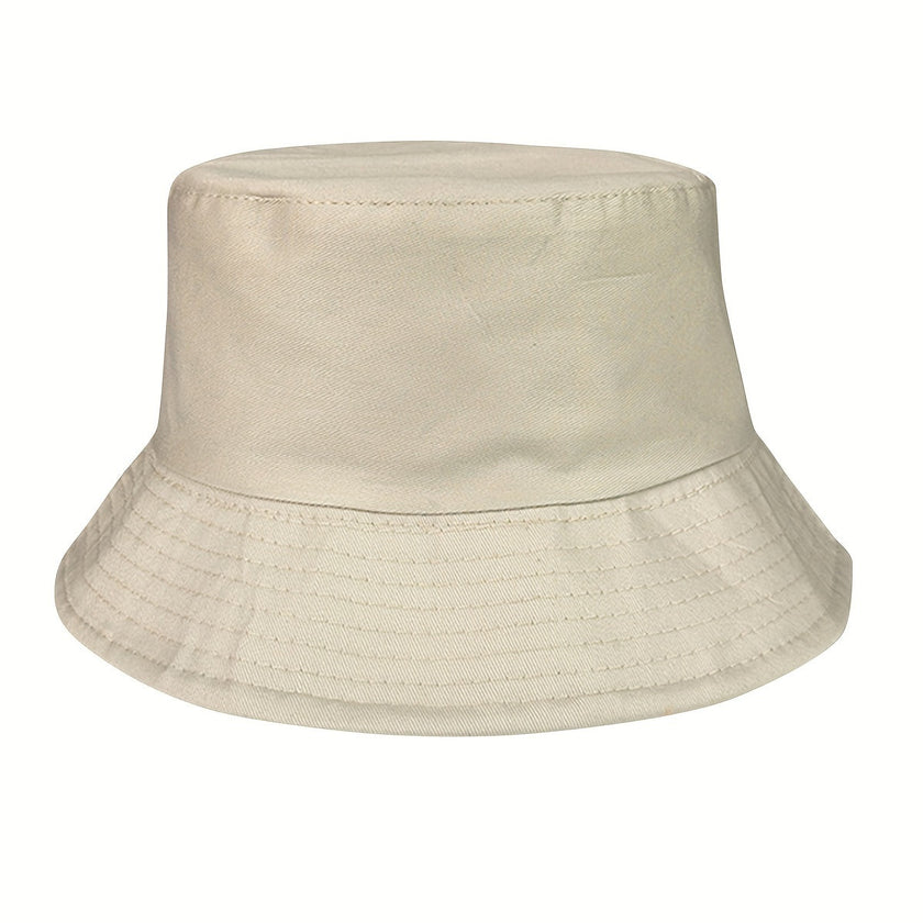 Unisex minimalist bucket hat by FJØRNA with stitched brim, lightweight fabric and simple design for casual wear.