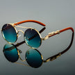 Unisex round retro sunglasses with double bridge frame by FJØRNA, featuring classic design and tinted lenses.