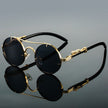 Unisex round retro sunglasses with double bridge frame by FJØRNA, featuring classic style and tinted lenses.