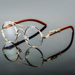 Unisex round retro sunglasses with double bridge frame by FJØRNA, featuring dark tinted lenses and stylish vintage design.