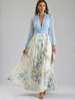FJØRNA women's summer maxi dress with a floral pattern, flowy lightweight fabric, relaxed fit, suitable for warm weather.