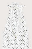 FJØRNA women's mini dress with volume skirt, white polka dot pattern, suitable for party and day wear, stylish and comfortable.