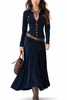 FJØRNA women's suede belted coat, stylish and warm, shown on a model with a classic collar and belt details.
