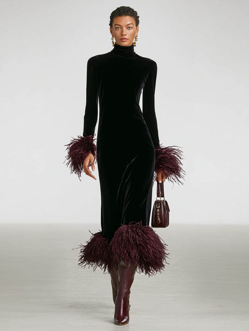 Velvet Patchwork Maxi Dress | Evening Dress