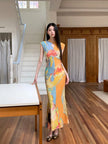 FJØRNA vintage floral cut-out women's maxi dress with summer-inspired design and elegant details, perfect for special occasions.