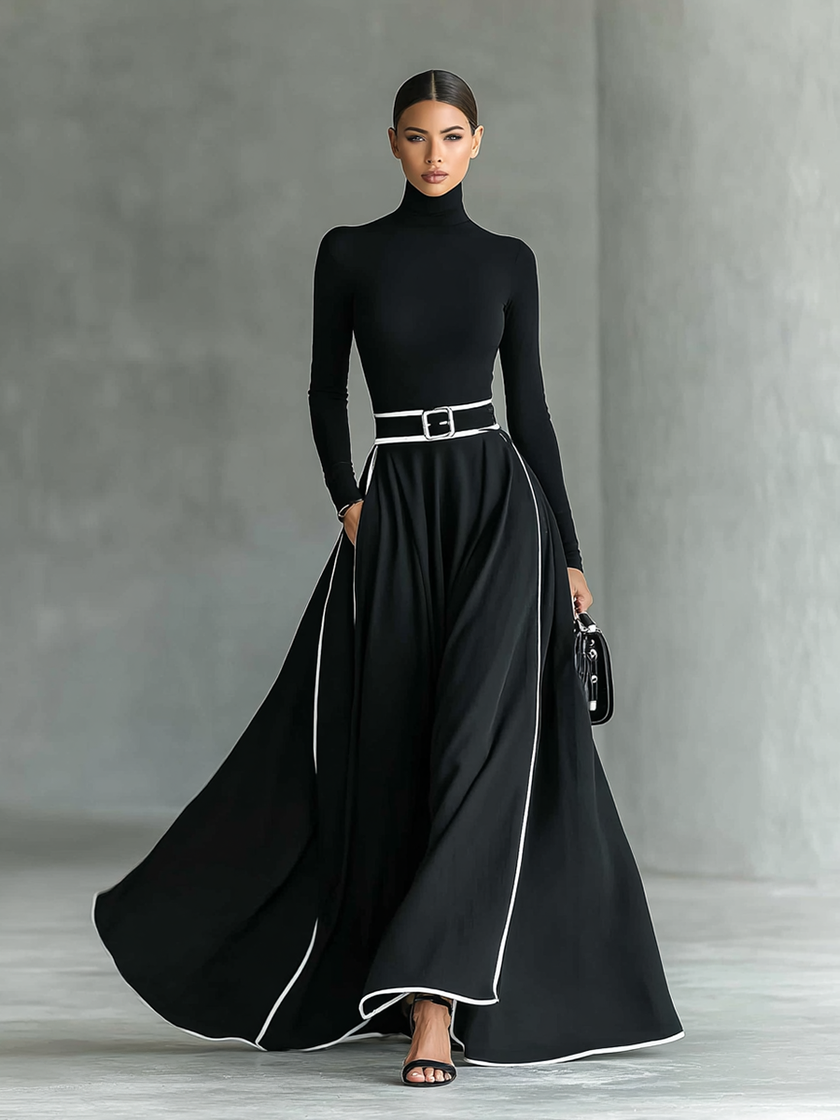 White Long Sleeve Maxi Dress For Women