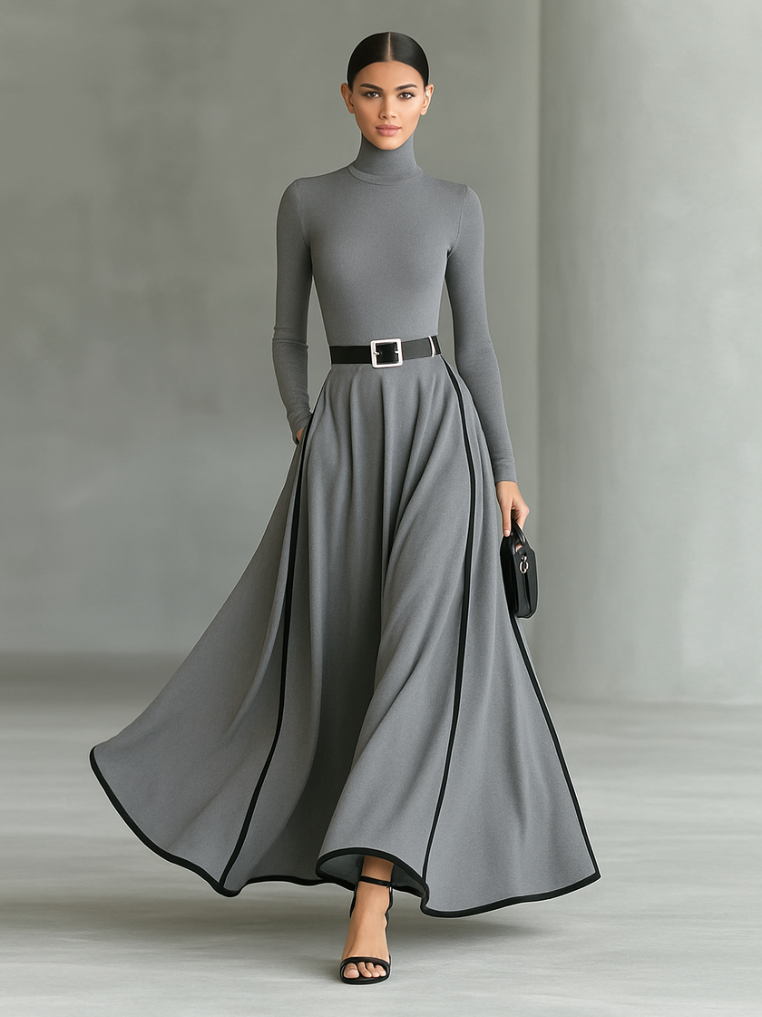 White Long Sleeve Maxi Dress For Women