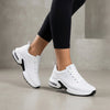 White FJØRNA women's orthopedic sneakers with knit upper and arch support, ideal for summer comfort.