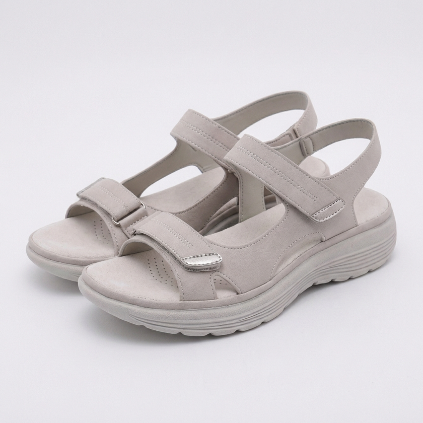 FJØRNA orthopedic comfort fit sandals with chunky sole and adjustable straps, featuring a white color design.