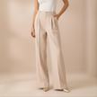 FJØRNA women's high waist wide leg tailored trousers, showcasing a modern, elegant fit with smooth fabric and classic style.