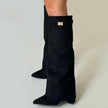 FJØRNA women's orthopedic knee-high suede boots with buckle details and fold-over cuff, stylish and supportive footwear.