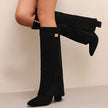 FJØRNA women's suede orthopedic knee-high boots with buckle detail and fold-over cuff, stylish and supportive footwear.
