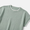 Women’s FJØRNA contrast trim knit top with short sleeves and crew neck, featuring stylish color accents and a comfortable fit.