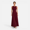 FJØRNA women's sleeveless formal maxi dress with pleats, ideal for weddings and elegant occasions, shown in a stylish design.