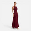 FJØRNA women's sleeveless formal maxi dress with pleated design, ideal for weddings and special occasions.