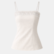 Women’s cotton camisole top with lace trim, lightweight summer blouse by FJØRNA, featuring a soft fabric and feminine detailing.