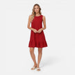 Women’s lightweight summer sleeveless dress by FJØRNA with an A-line silhouette and ruffle hem, perfect for warm weather.