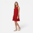 Women’s lightweight summer dress by FJØRNA featuring sleeveless design, A-line silhouette, and ruffle hem detail.