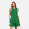 Women's lightweight sleeveless summer dress by FJØRNA with an A-line silhouette and ruffle hem, perfect for warm weather.