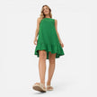 Women's lightweight sleeveless summer dress by FJØRNA with A-line silhouette and ruffle hem, perfect for warm weather.