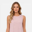 Women's lightweight sleeveless summer dress by FJØRNA with an A-line silhouette and ruffle hem, perfect for warm weather.