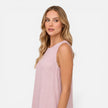 Women’s lightweight summer dress by FJØRNA featuring sleeveless design, A-line silhouette, and ruffle hem, perfect for warm weather.