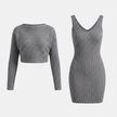 FJØRNA women's ribbed knit lace co-ord set with matching top and pants, stylish and comfortable for casual wear.