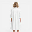 Lightweight women's shirt dress by FJØRNA featuring a loose fit and midi length, perfect for casual and comfortable wear.