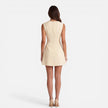 Women's elegant sleeveless mini dress by FJØRNA with a draped neckline, perfect for weddings and special occasions.