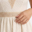 Women's lightweight V-neck summer dress by FJØRNA featuring an A-line silhouette and lace waist detail.