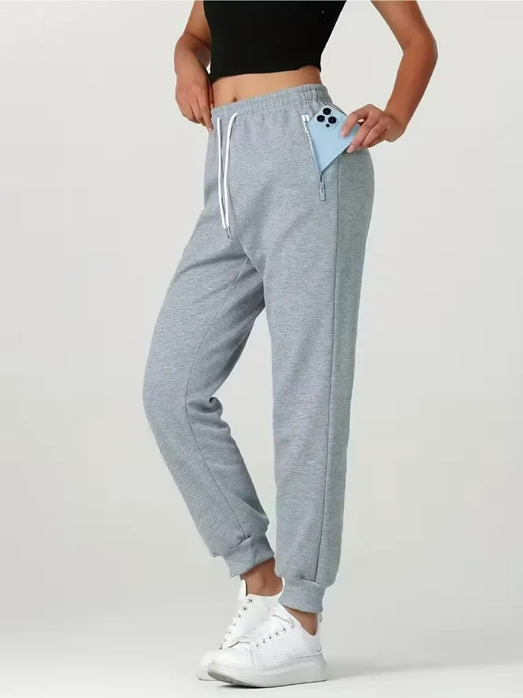 Women's Drawstring Joggers with Zip Pockets