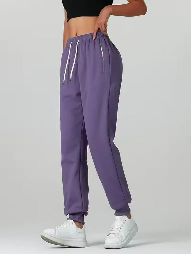Women's Drawstring Joggers with Zip Pockets