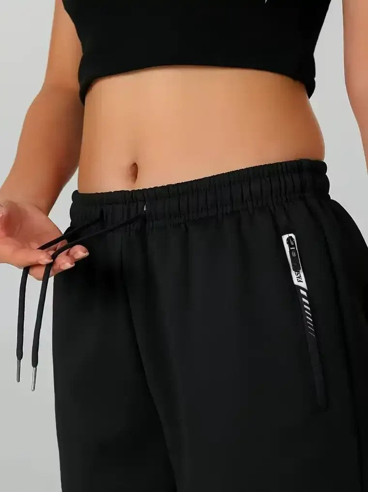 Women's Drawstring Joggers with Zip Pockets