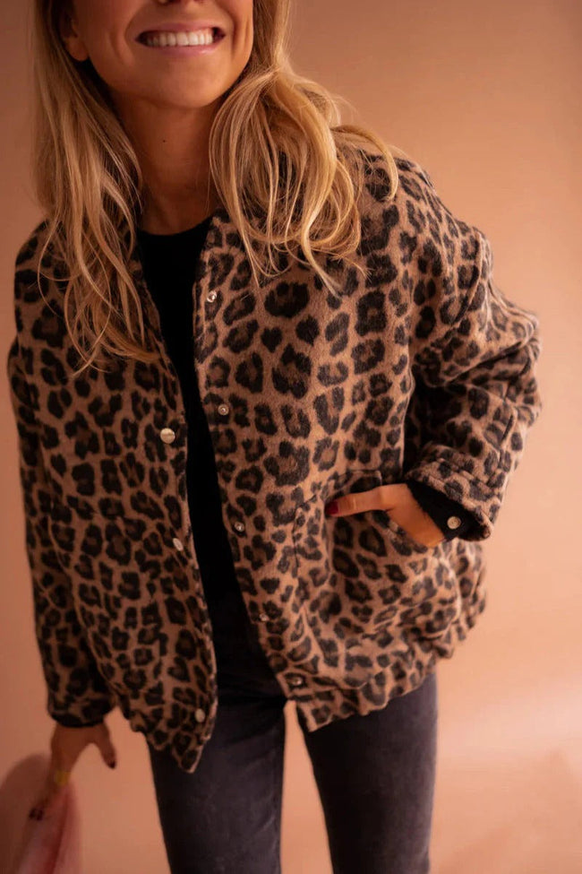 Leopard Print Bomber Jacket
