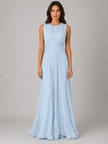 Women's chiffon maxi dress with ruched waist and flowing silhouette, ideal for wedding guest attire by FJØRNA.