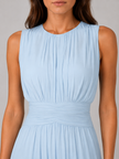 Women's FJØRNA chiffon maxi dress with ruched waist, flowing silhouette, perfect for weddings and formal occasions.