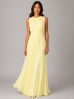 Women's ruched chiffon maxi dress by FJØRNA featuring a flowing silhouette, ideal for wedding guest attire.