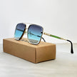 Women's retro aviator sunglasses with gold frame and gradient lenses, UV400 protection, by FJØRNA.
