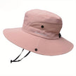 Women's wide brim sun hat by FJØRNA with breathable mesh for outdoor sun protection and comfortable wear.