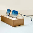 Women's retro aviator sunglasses with gold titanium frame and gradient lenses, stylish FJØRNA sunglasses.