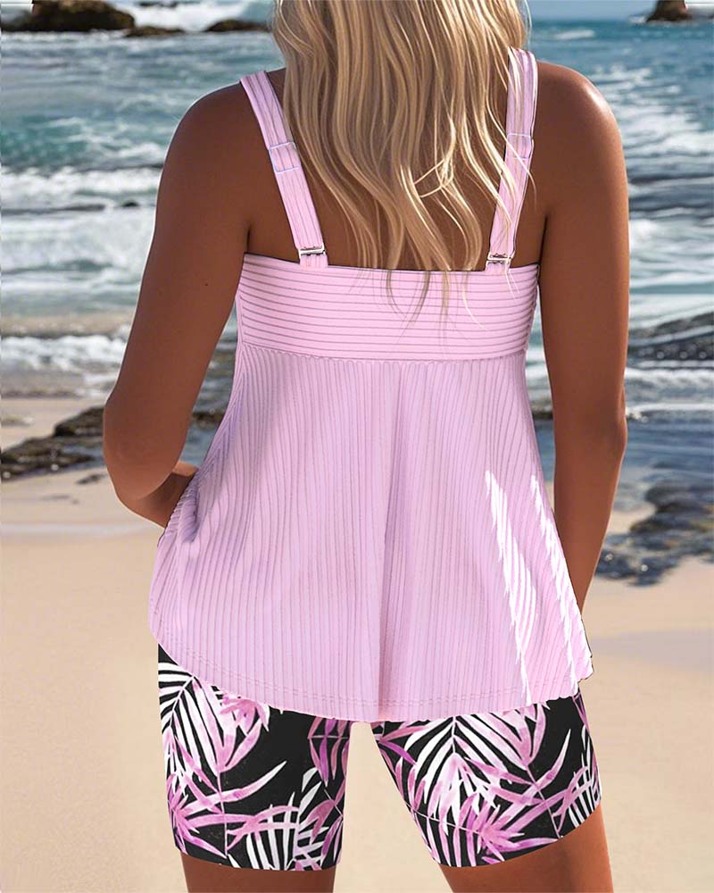 FJØRNA women's tankini swimsuit set with crossover top and matching shorts, stylish and comfortable swimwear for women