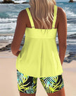 FJØRNA women's tummy control tankini with printed bottoms, featuring supportive fit and vibrant swimwear design.