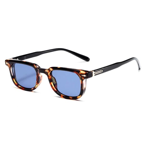FJØRNA women's tortoiseshell sunglasses with blue mirrored lenses and UV protection, stylish eyewear for sunny days.
