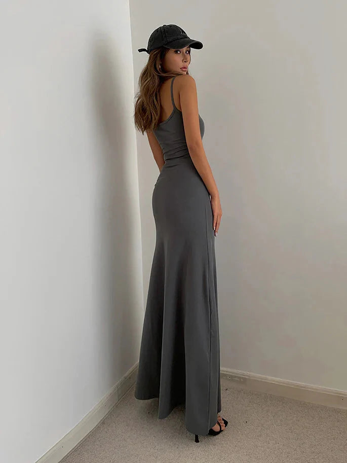 FJØRNA Y2K bodycon maxi dress for women, stylish summer dress with a fitted silhouette, ideal for special occasions.