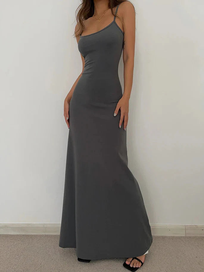FJØRNA Y2K bodycon maxi dress for women, perfect for summer and special occasions, featuring a sleek, fitted silhouette.