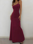 FJØRNA Y2K bodycon maxi dress for women, sleeveless summer dress with fitted silhouette, perfect for special occasions.