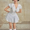 FJØRNA Y2K Chelsea collar mini dress featuring a fitted silhouette and stylish collar, perfect for trendy fashion looks.